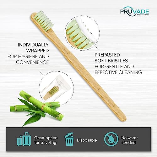 Pruvade Disposable Toothbrushes, Prepasted Toothbrushes Individually Wrapped