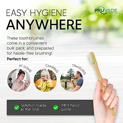 Pruvade Disposable Toothbrushes, Prepasted Toothbrushes Individually Wrapped