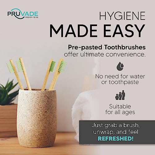 Pruvade Disposable Toothbrushes, Prepasted Toothbrushes Individually Wrapped