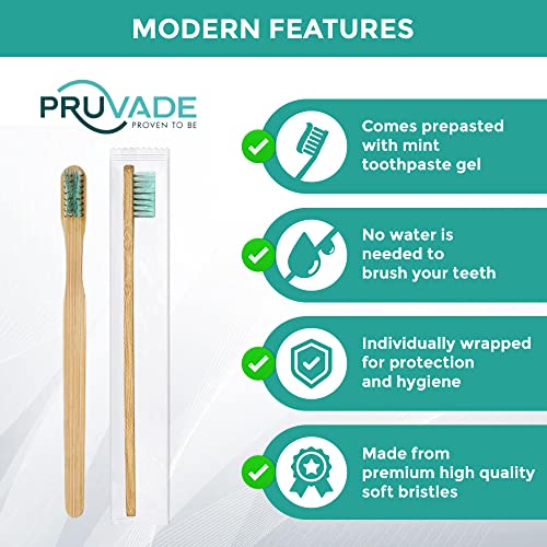 Pruvade Disposable Toothbrushes, Prepasted Toothbrushes Individually Wrapped