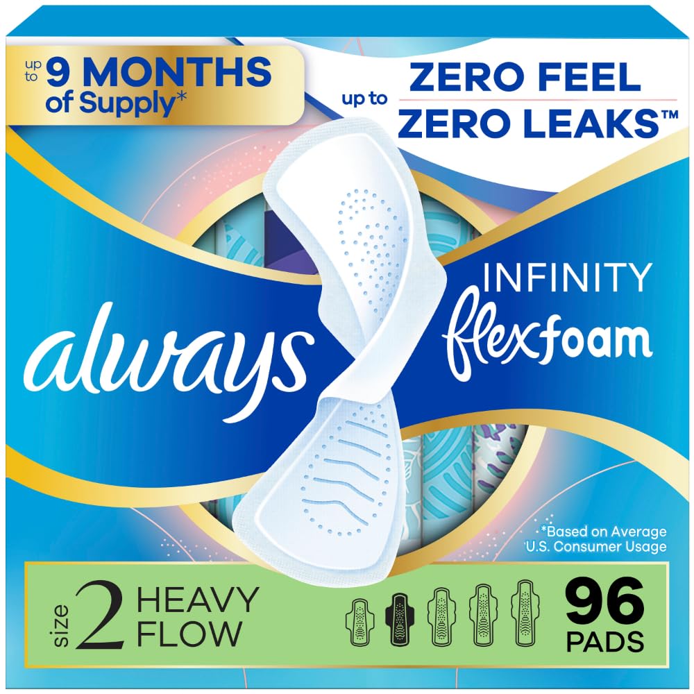 Infinity Feminine Pads Heavy Flow Unscented 96 Count Pack