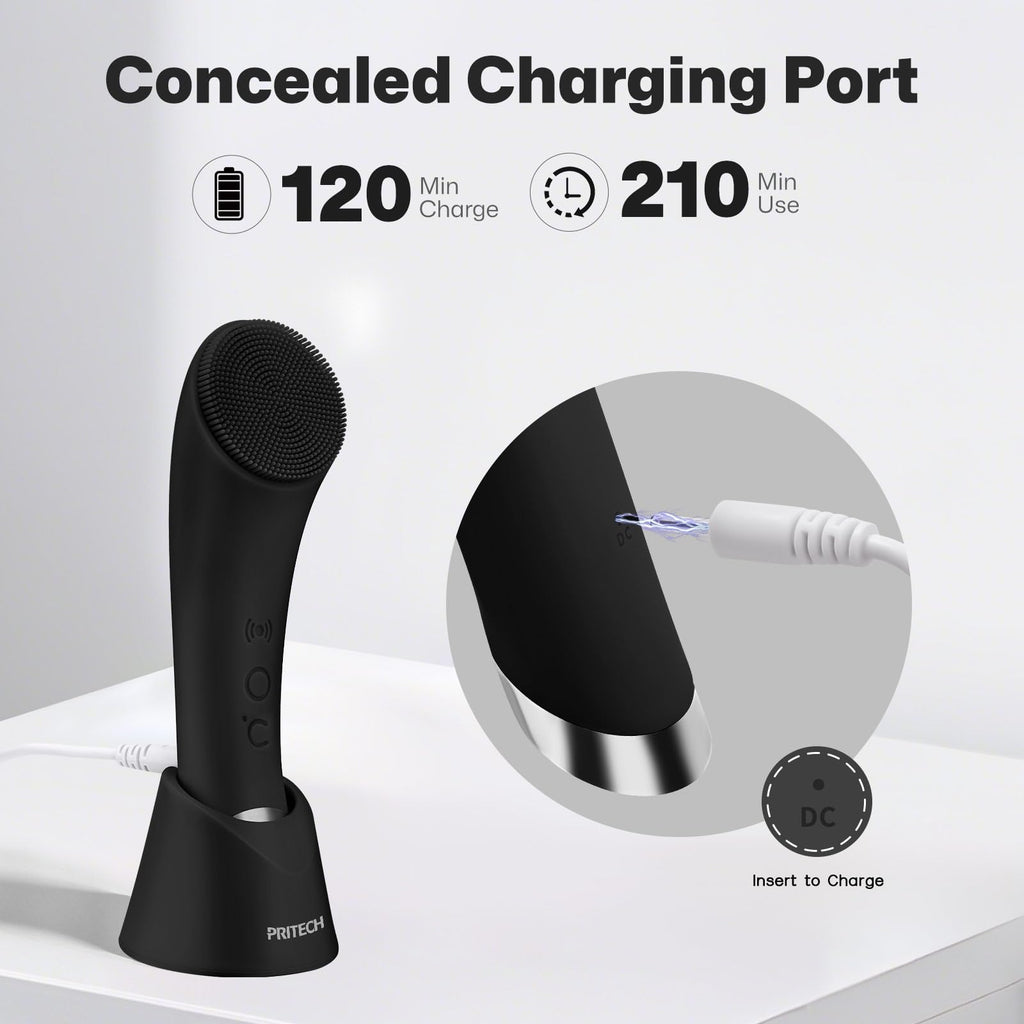 Silicone Facial Cleansing Brush with Heat Massage Rechargeable