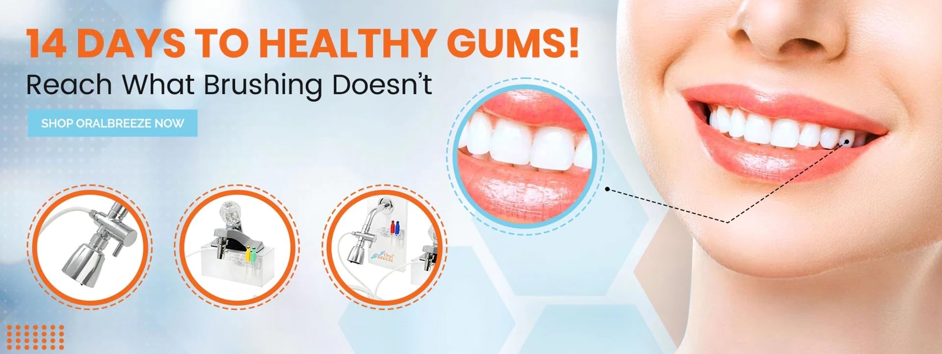 Shower Water Flosser Oral Irrigator No Battery Adjustable Pressure