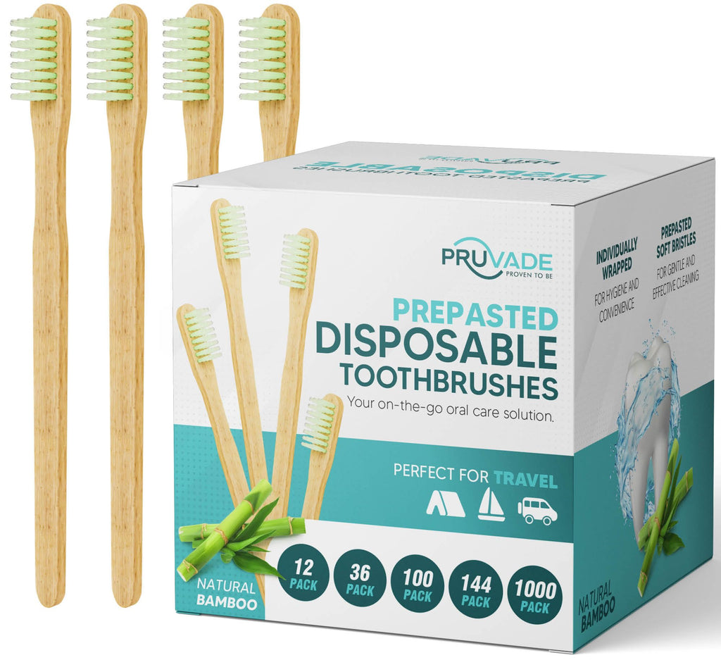 Pruvade Disposable Toothbrushes, Prepasted Toothbrushes Individually Wrapped