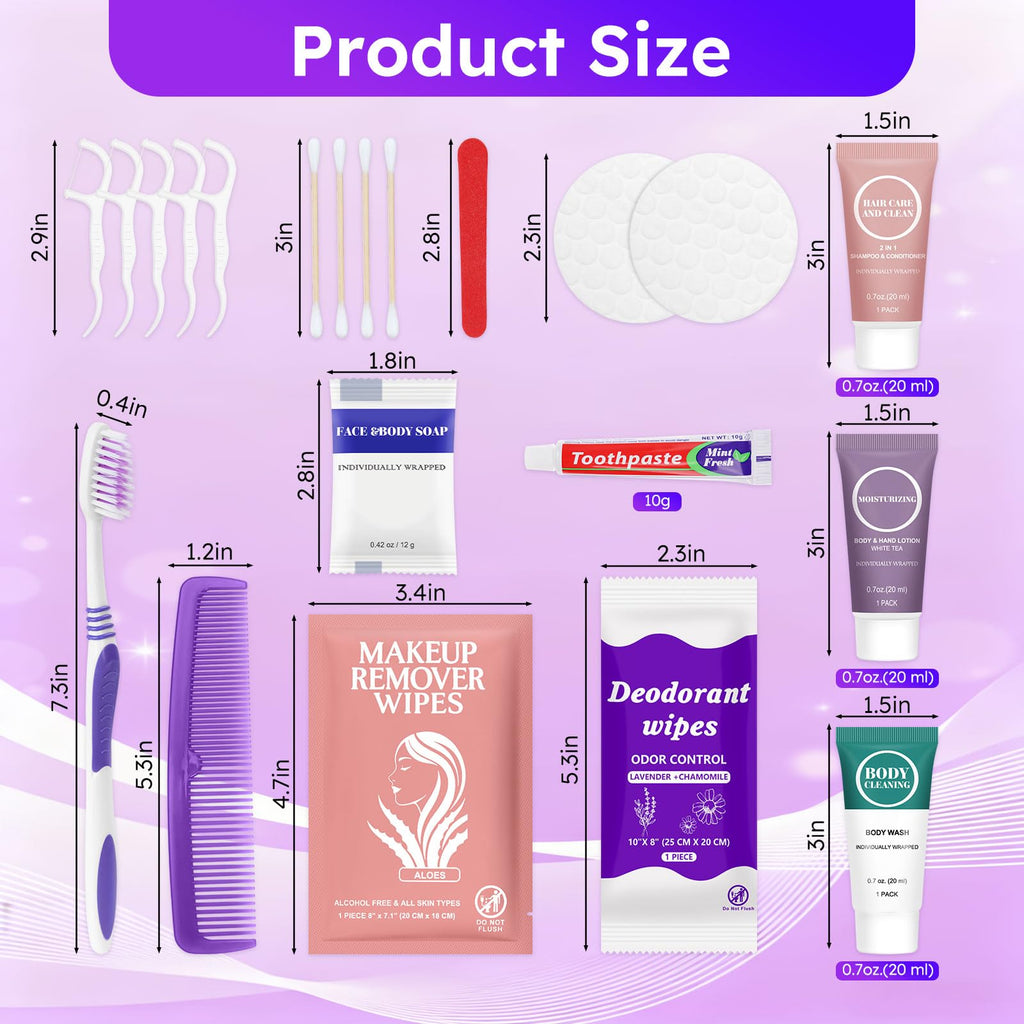 Disposable Hygiene Kit Travel Toiletry Essentials Set Bulk Pack