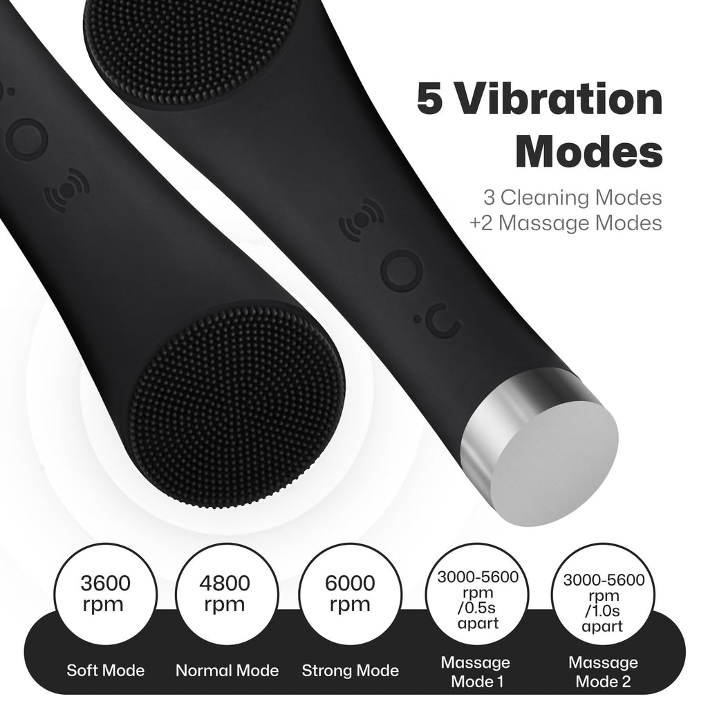 Silicone Facial Cleansing Brush with Heat Massage Rechargeable