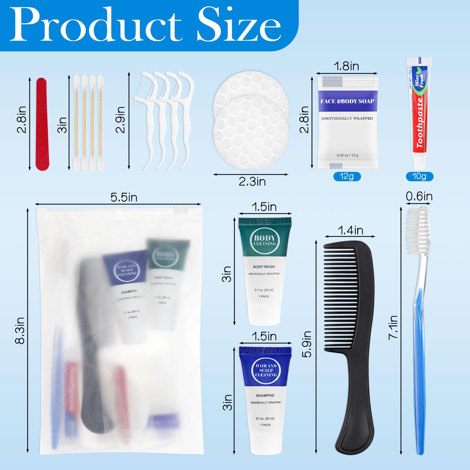 Disposable Travel Toiletry Kit with Toothbrush Shampoo Body Wash Set