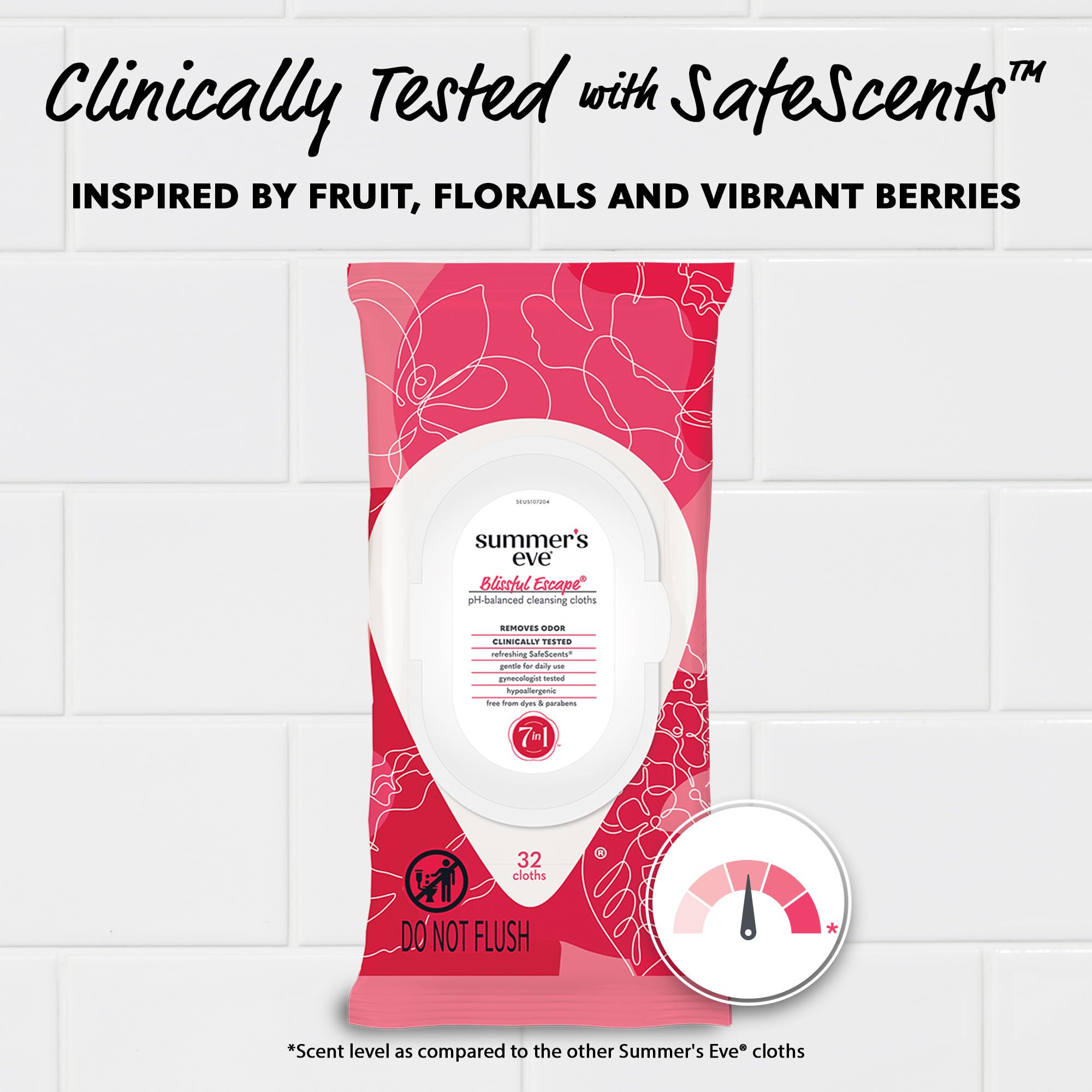 Sensitive Feminine Wipes pH Balanced Gentle Care 32 Count Pack