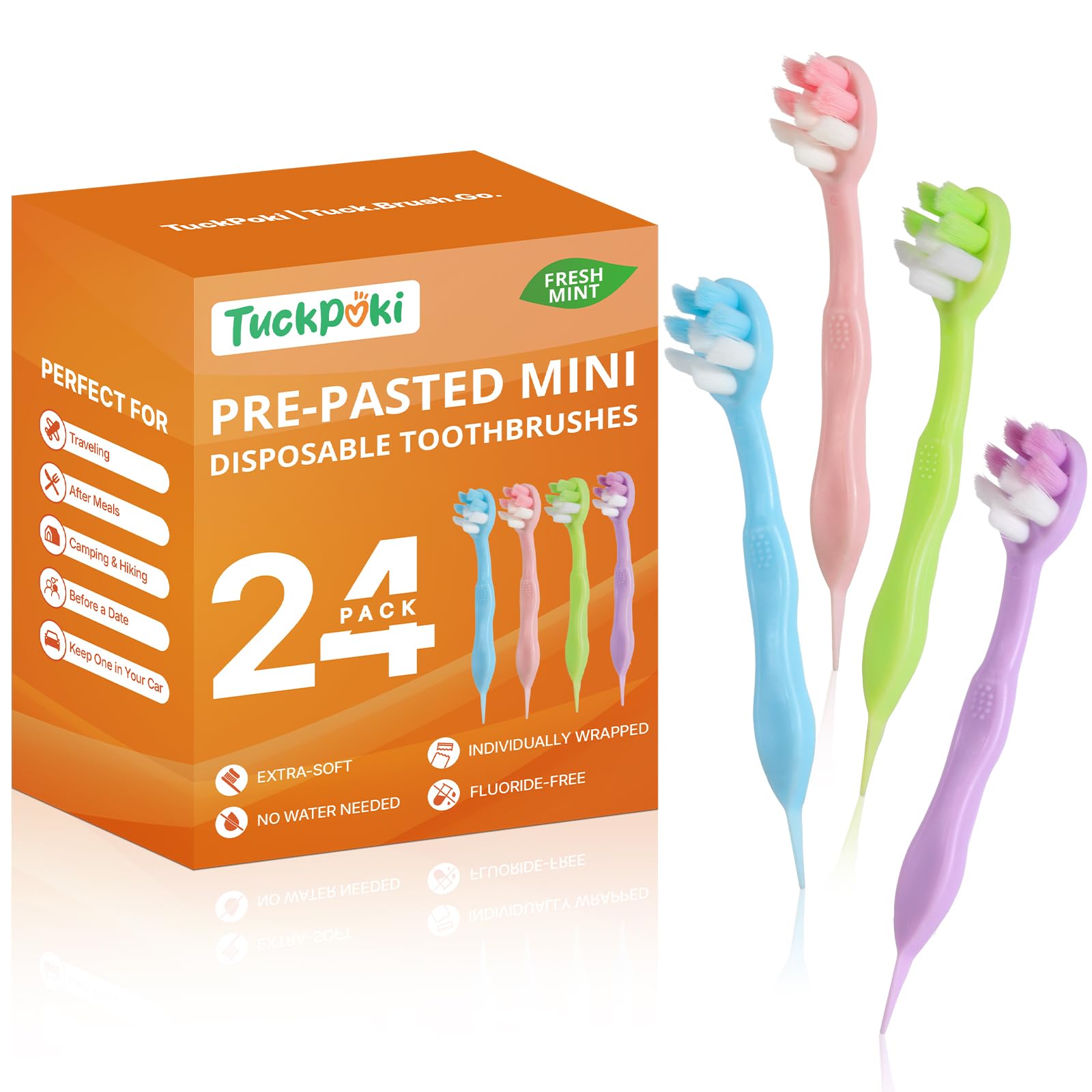 Pre-Pasted Disposable Travel Toothbrush Set Waterless Single Use