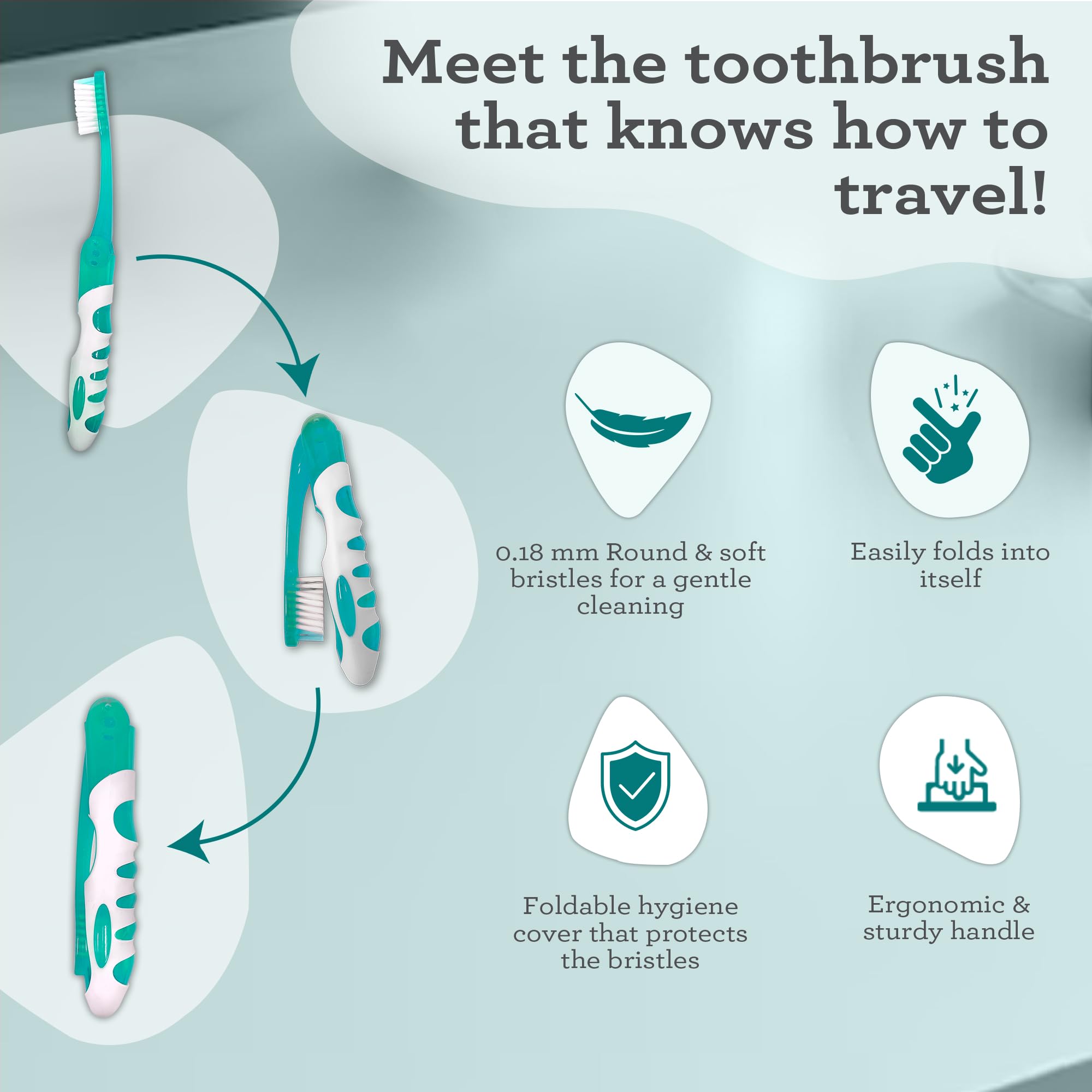 Folding Travel Toothbrush with Cover & Toothpaste Portable