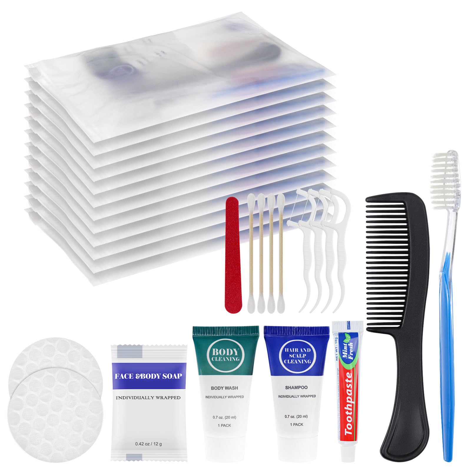 Disposable Travel Toiletry Kit with Toothbrush Shampoo Body Wash Set