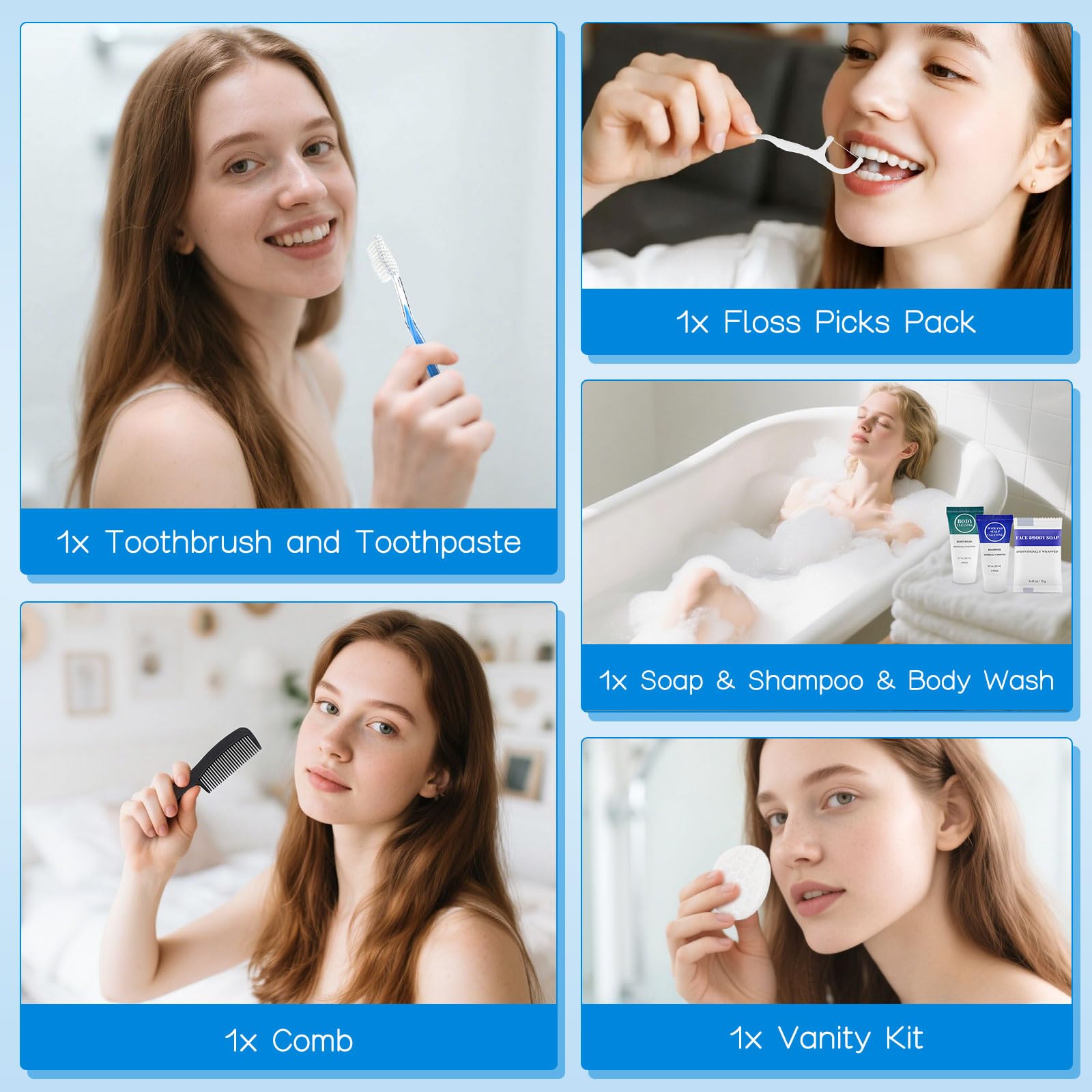 Disposable Travel Toiletry Kit with Toothbrush Shampoo Body Wash Set