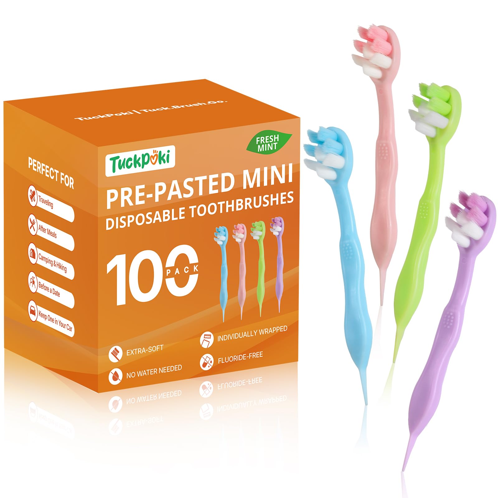 Pre-Pasted Disposable Travel Toothbrush Set Waterless Single Use