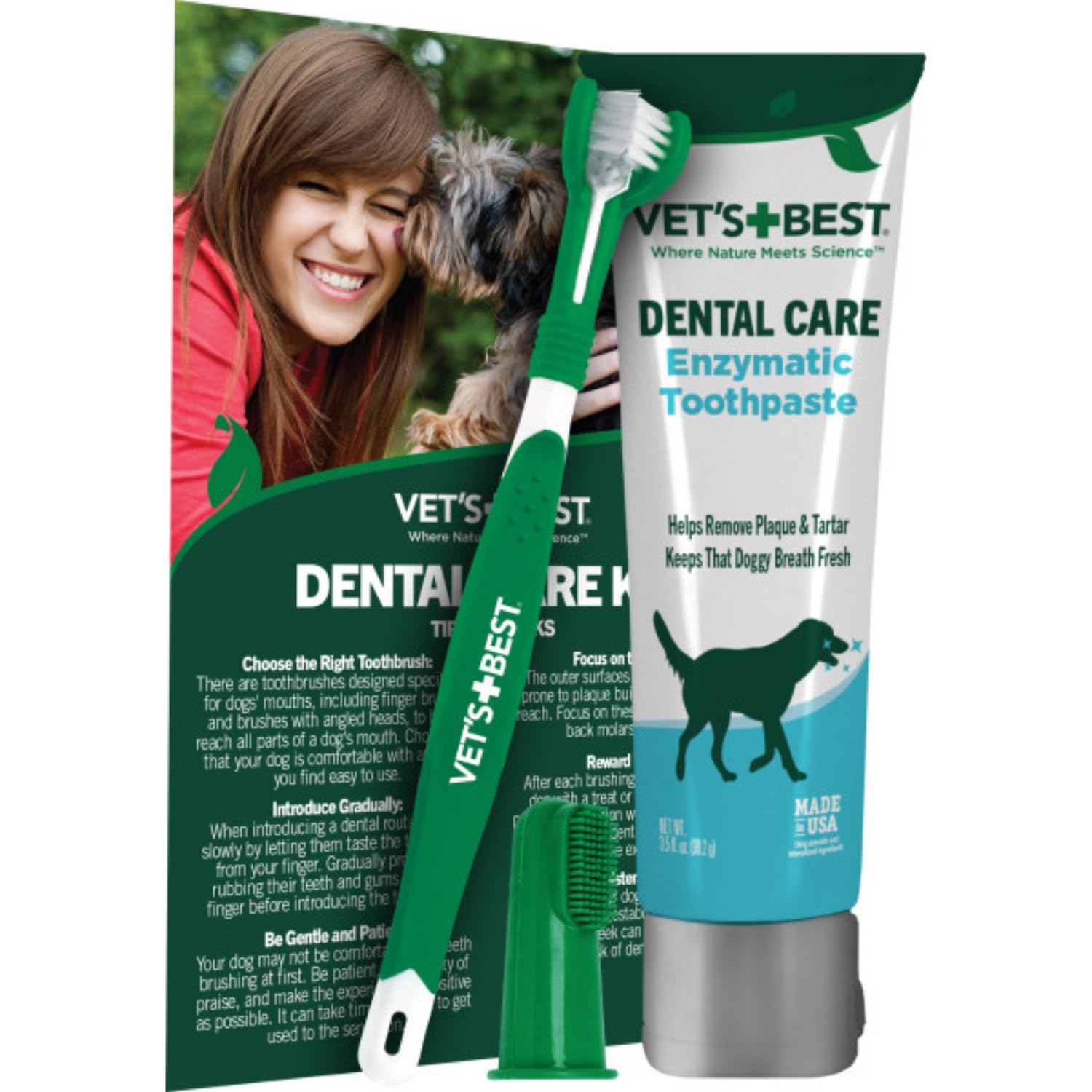 Vet's Best Dog Toothpaste & Dog Toothbrush, Dental Kit