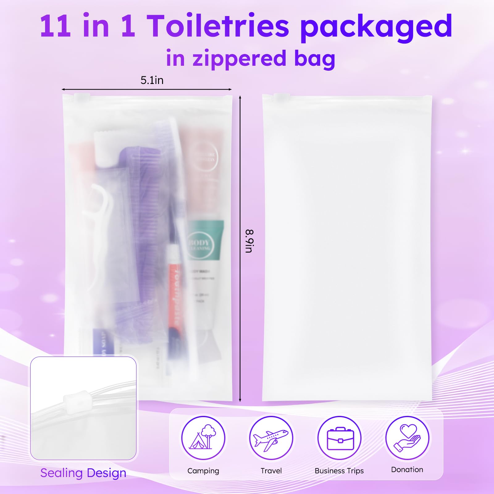 Disposable Hygiene Kit Travel Toiletry Essentials Set Bulk Pack