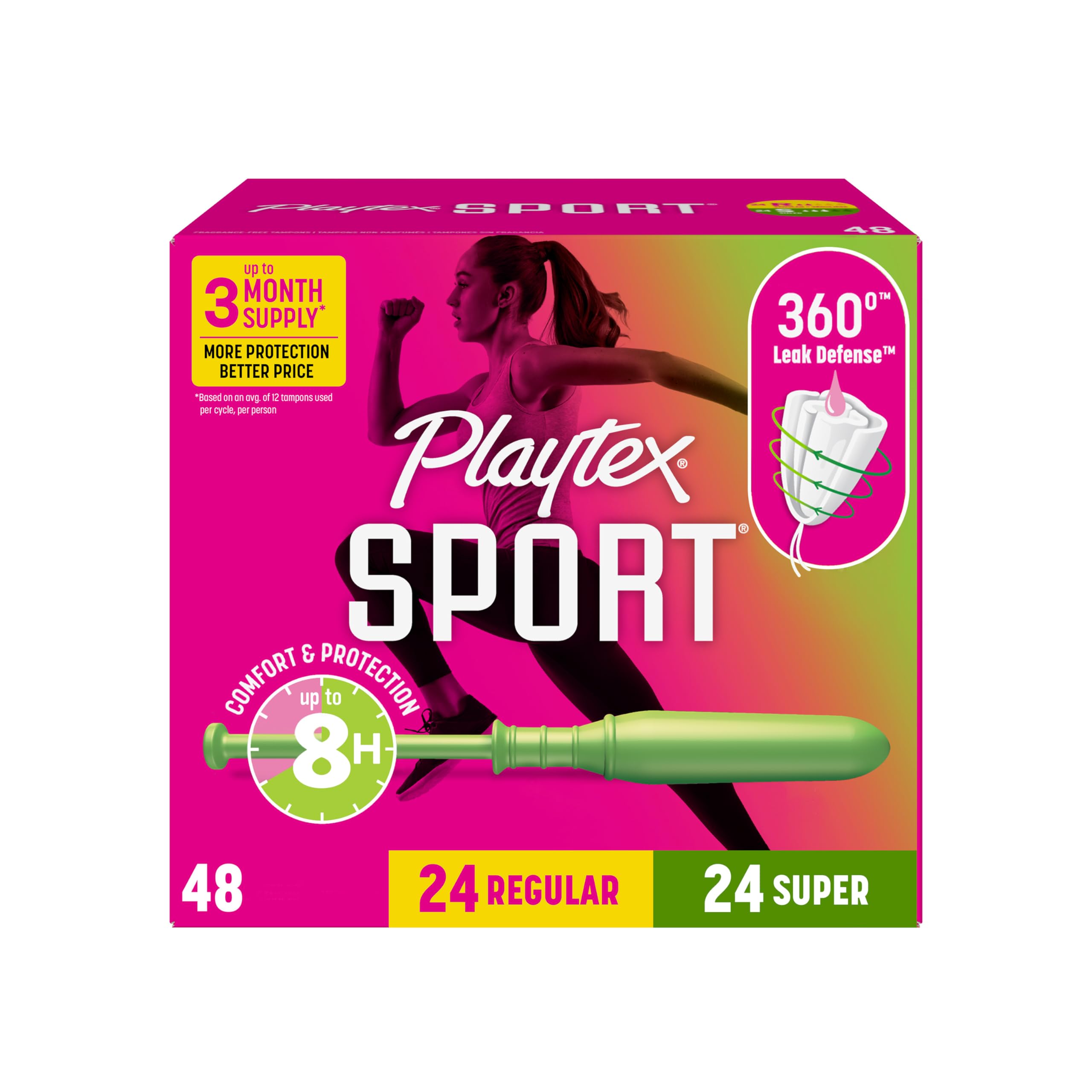 Sport Tampons Multipack Regular & Super Leak Protection 48 Count