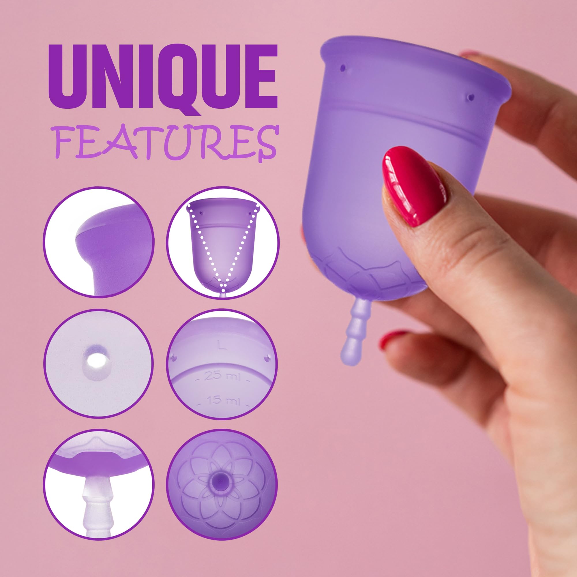 Reusable Menstrual Cup Medical-Grade Silicone Heavy Flow Care