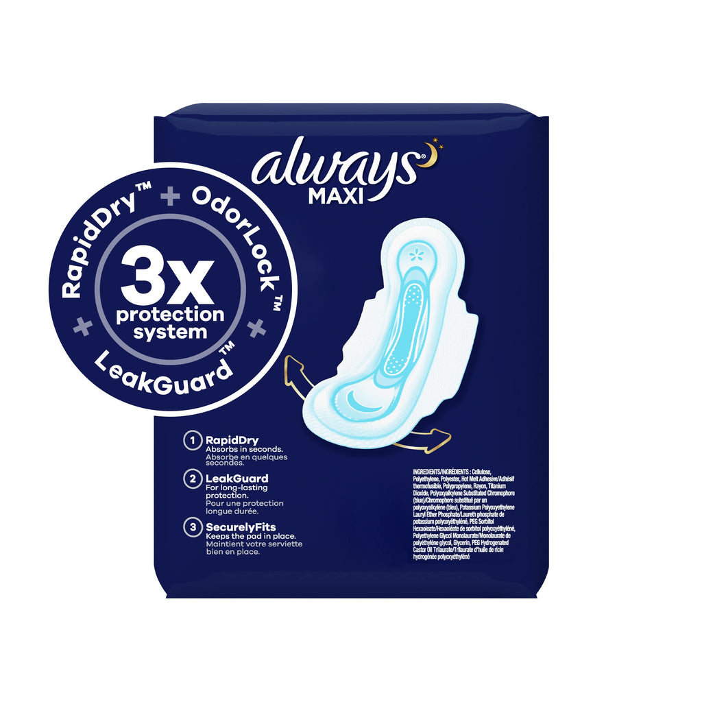 Maxi Feminine Pads Overnight Extra Heavy Absorbency 108 Count