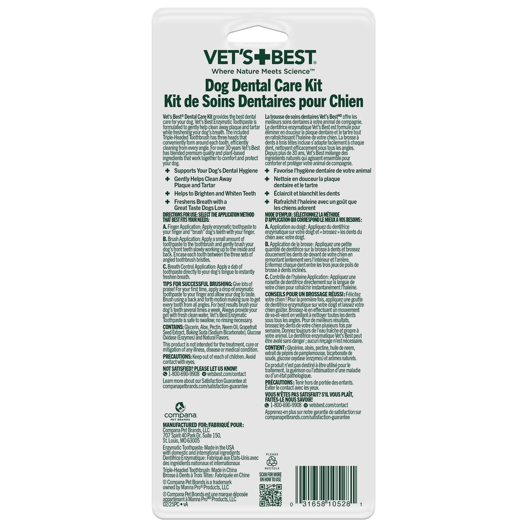 Vet's Best Dog Toothpaste & Dog Toothbrush, Dental Kit