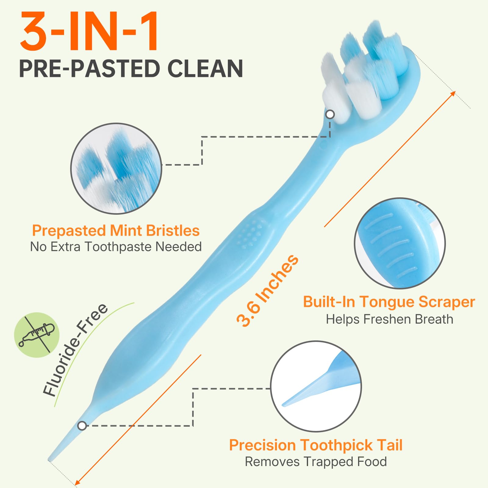 Pre-Pasted Disposable Travel Toothbrush Set Waterless Single Use