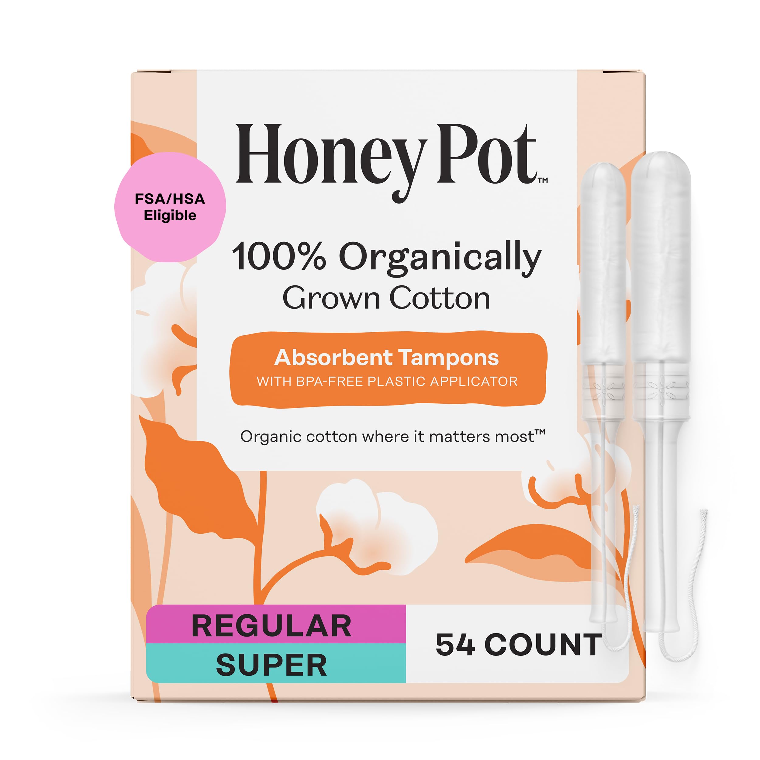 Organic Cotton Tampons with Bio Applicator Unscented Care
