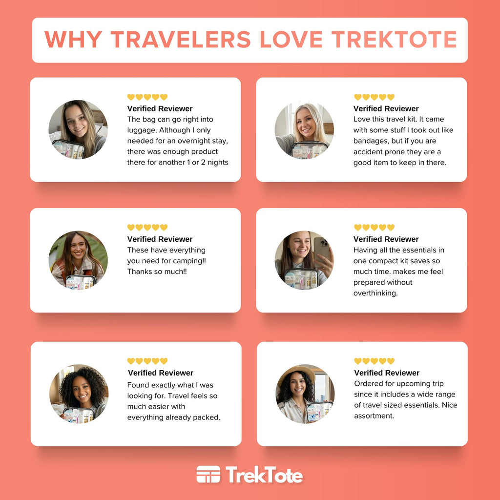 Women's Travel Hygiene Kit 15 Piece Essentials with Toiletry Bag