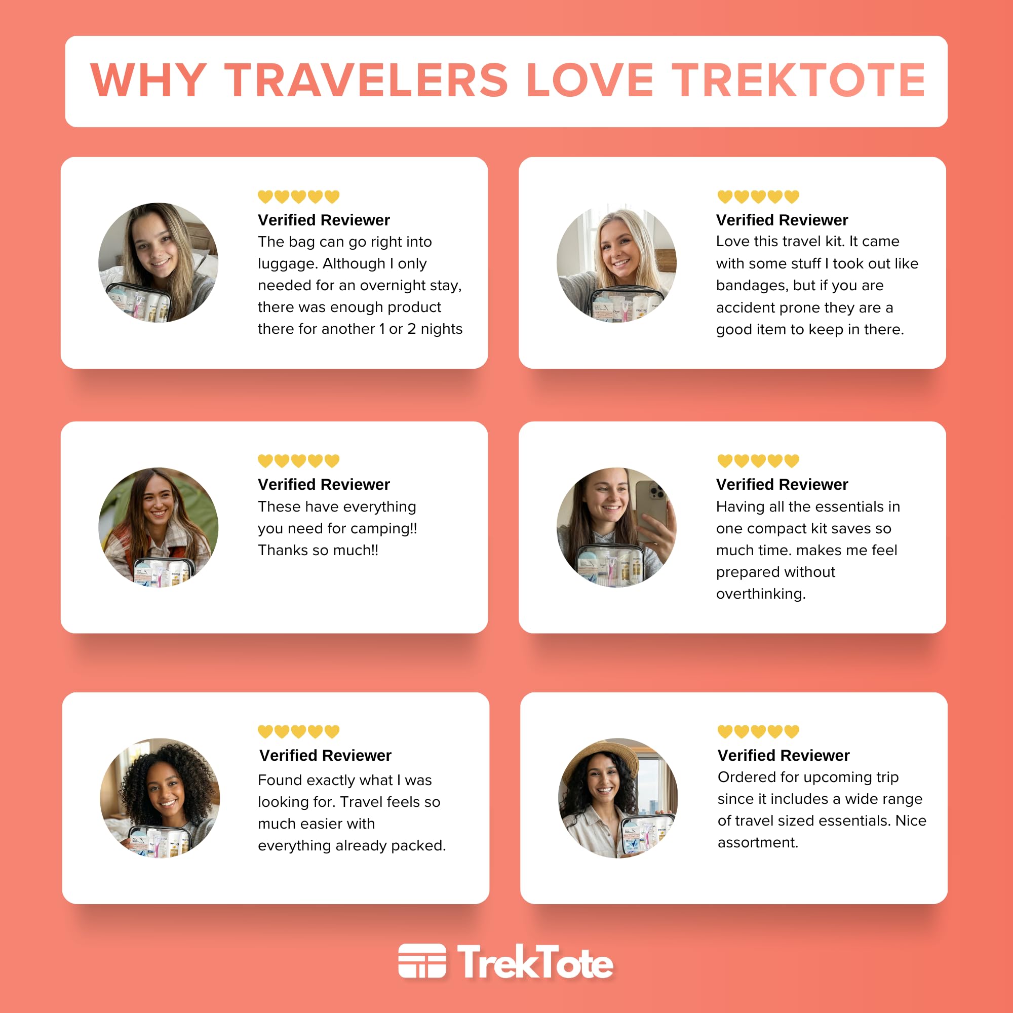 Women's Travel Hygiene Kit 15 Piece Essentials with Toiletry Bag