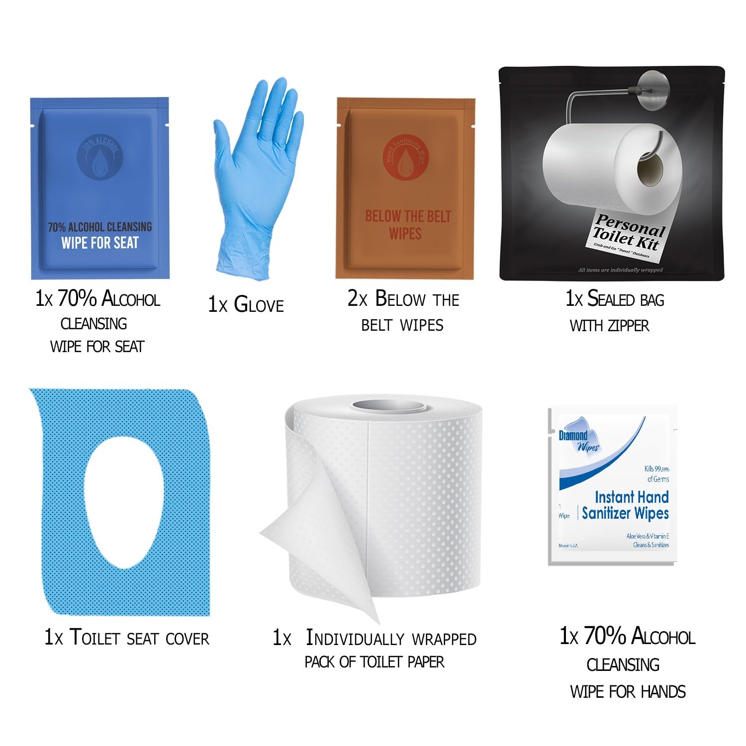 Disposable Toilet Hygiene Kit 10 Pack Travel Protection Set
