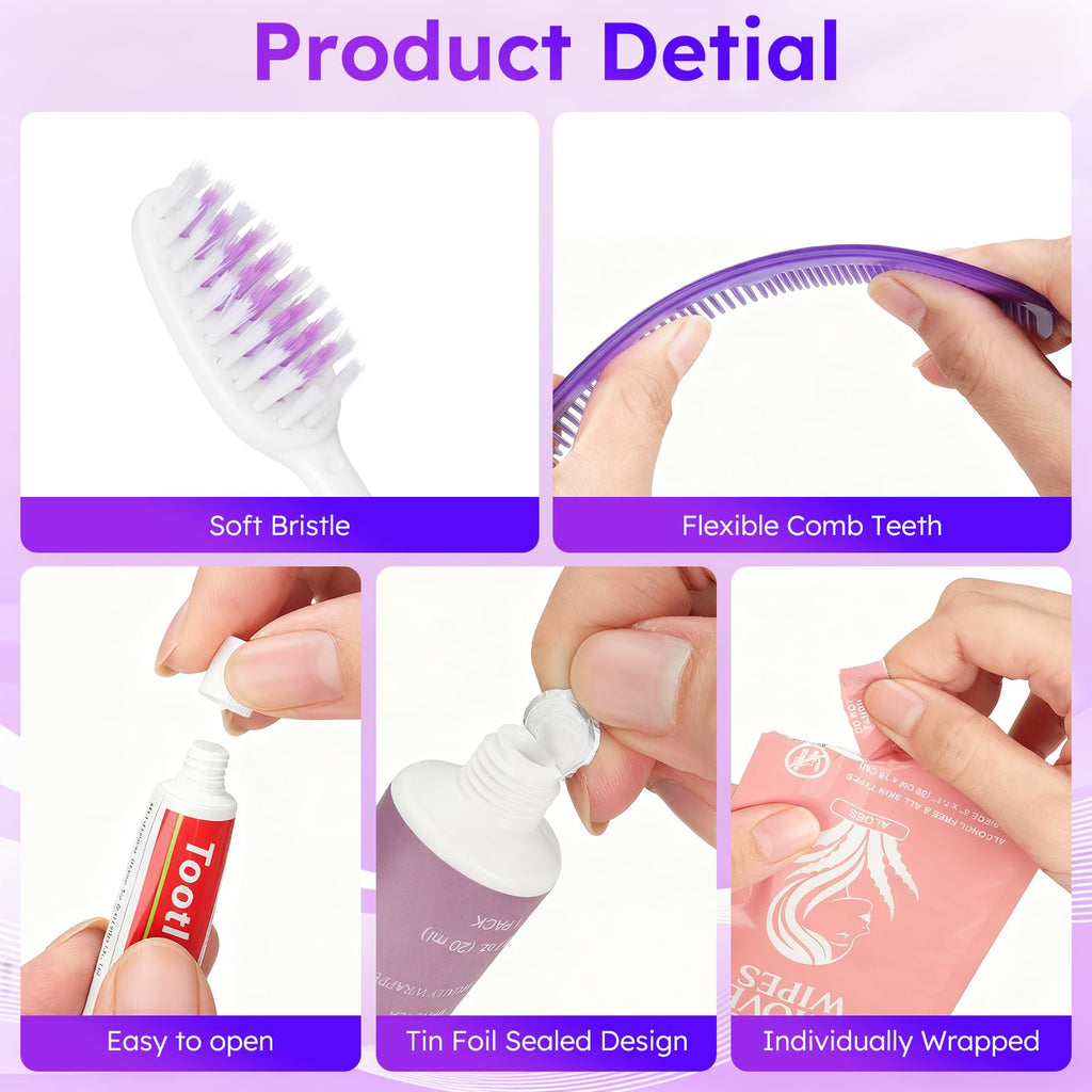 Disposable Hygiene Kit Travel Toiletry Essentials Set Bulk Pack