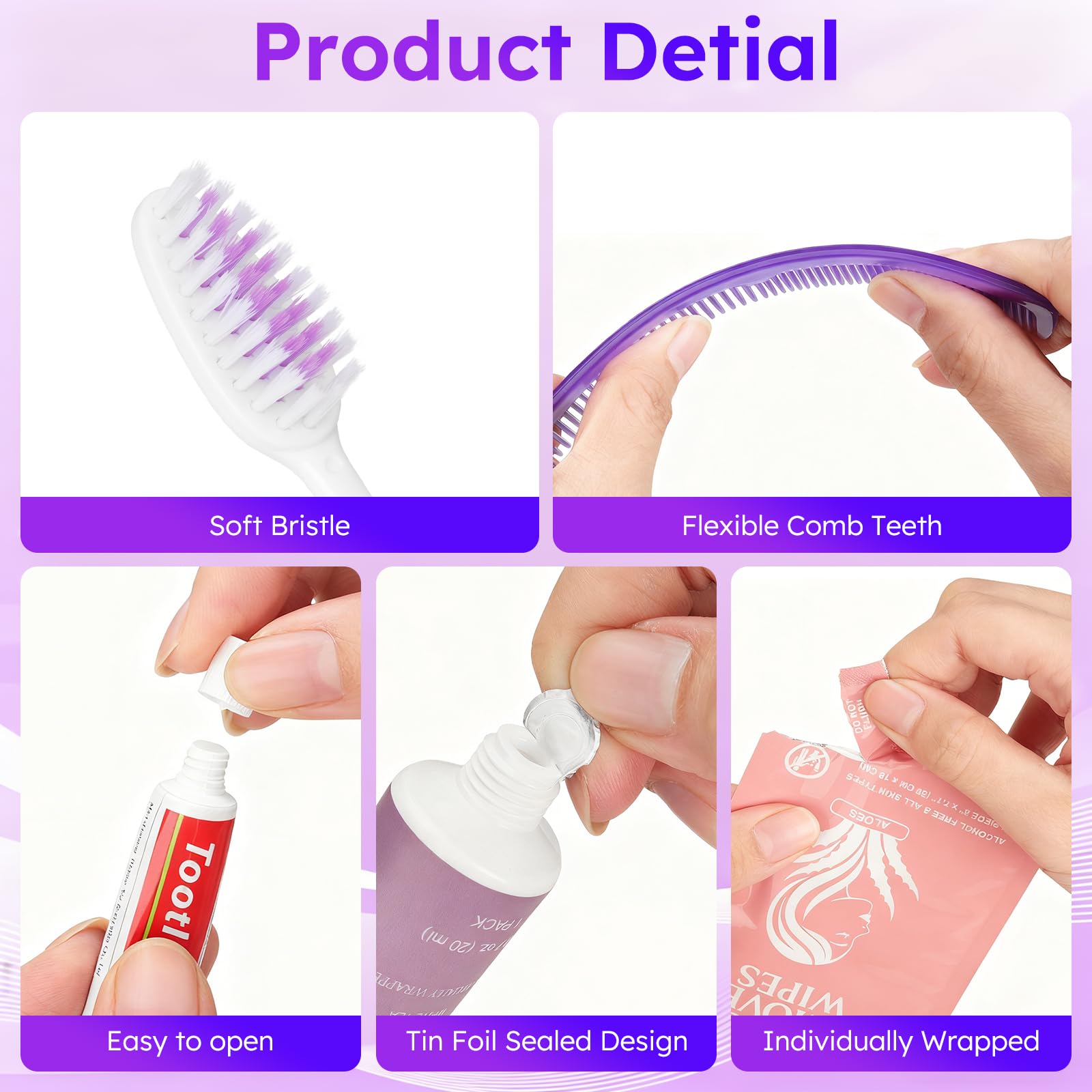 Disposable Hygiene Kit Travel Toiletry Essentials Set Bulk Pack