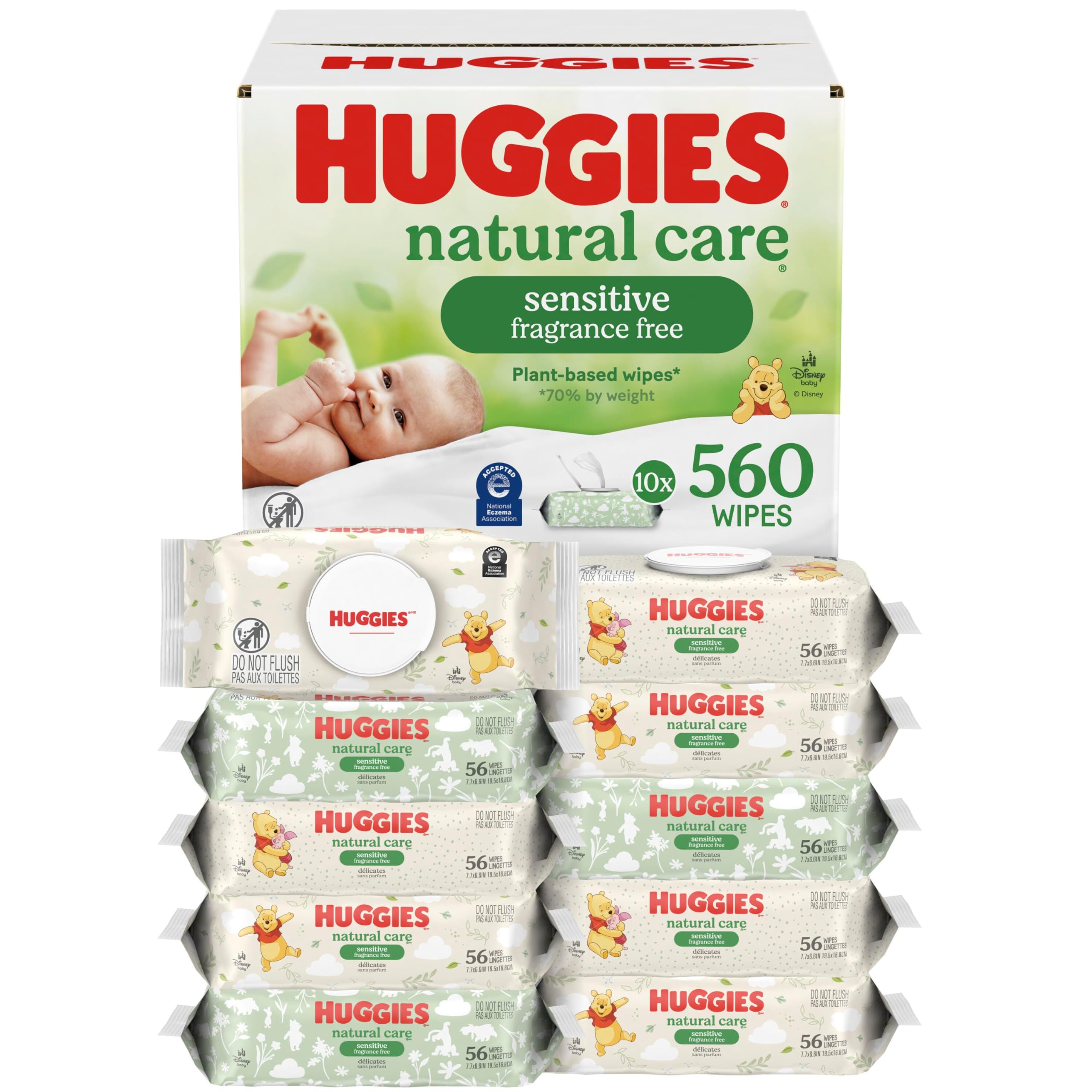 Sensitive Baby Wipes Unscented Hypoallergenic 560 Count Pack