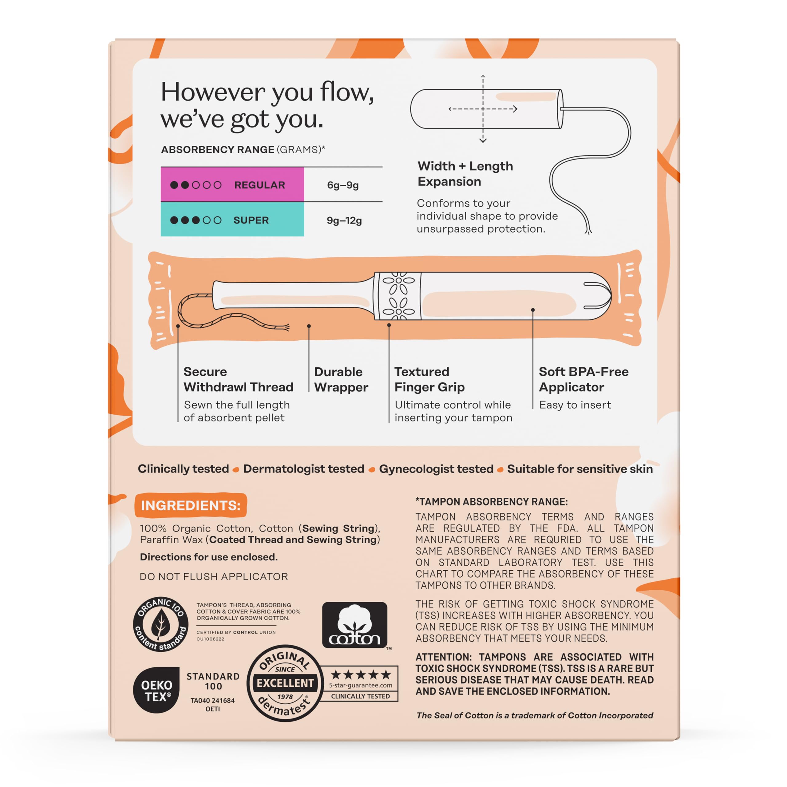 Organic Cotton Tampons with Bio Applicator Unscented Care