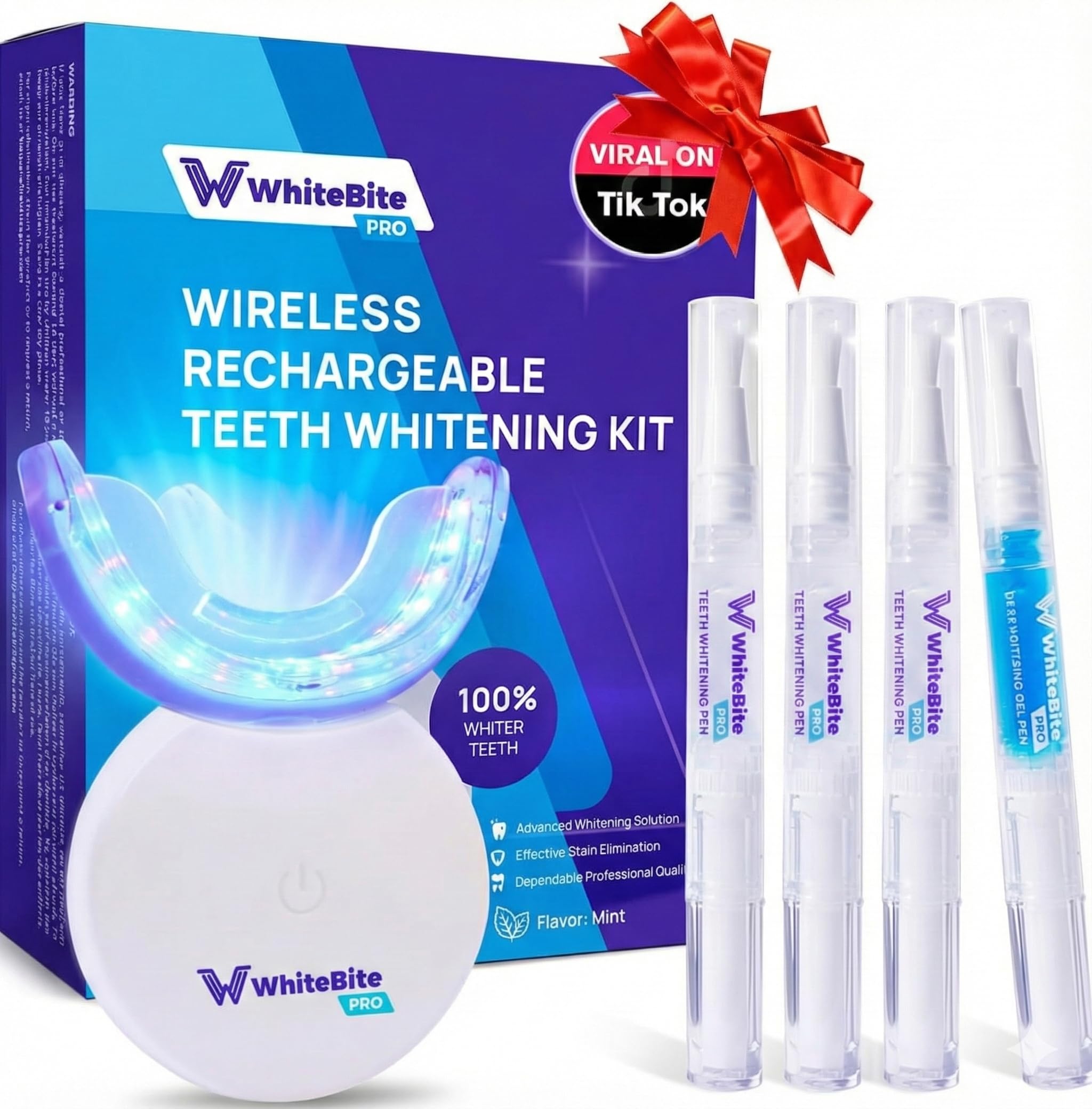 LED Teeth Whitening Kit for Sensitive Teeth with Remineralizing Gel