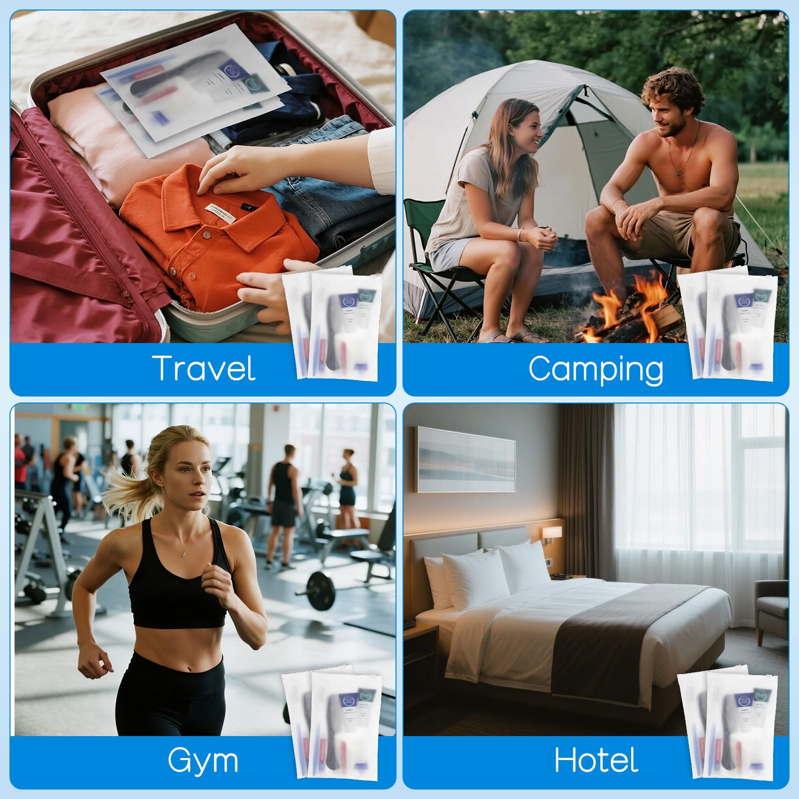 Disposable Travel Toiletry Kit with Toothbrush Shampoo Body Wash Set