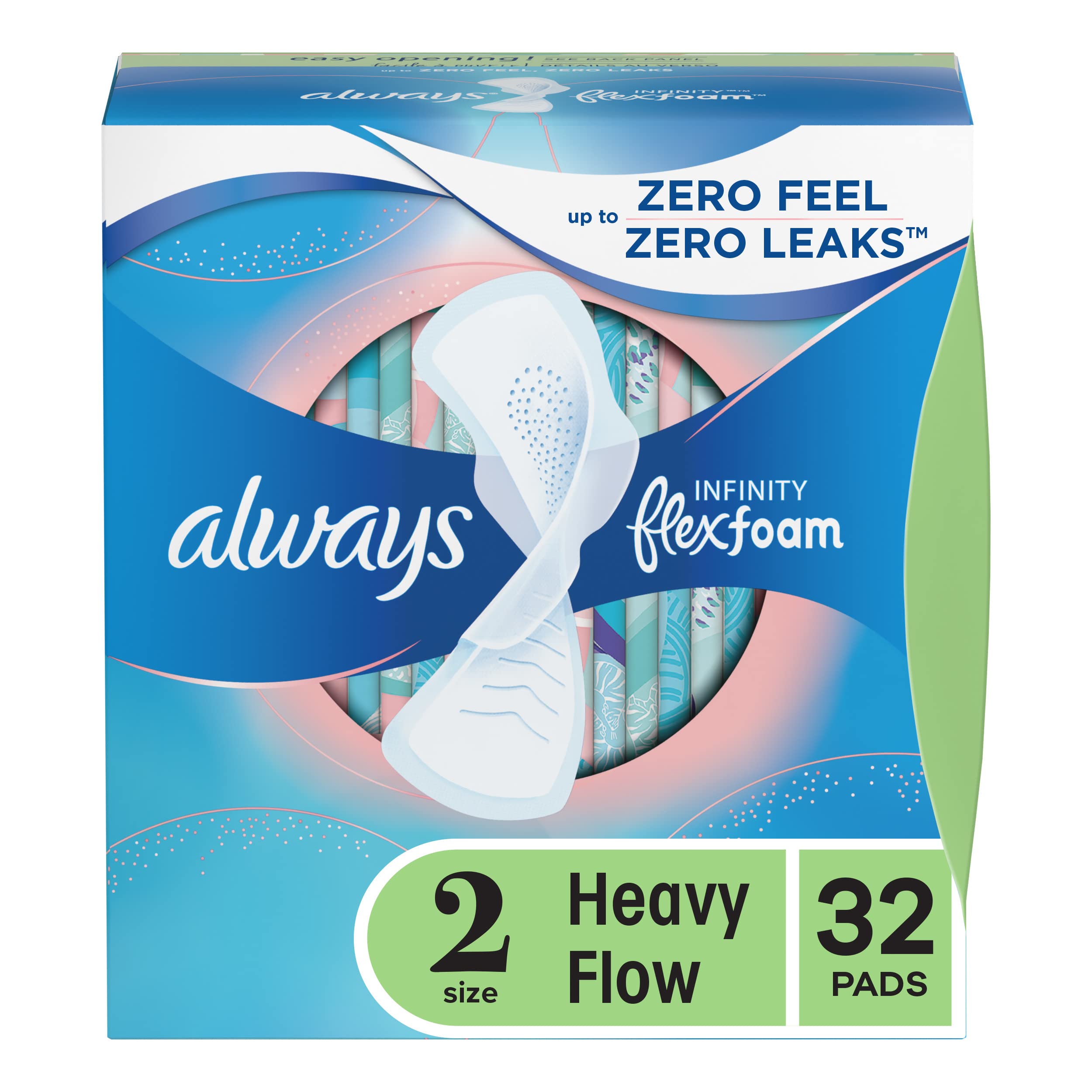 Infinity Feminine Pads Heavy Flow Unscented 96 Count Pack