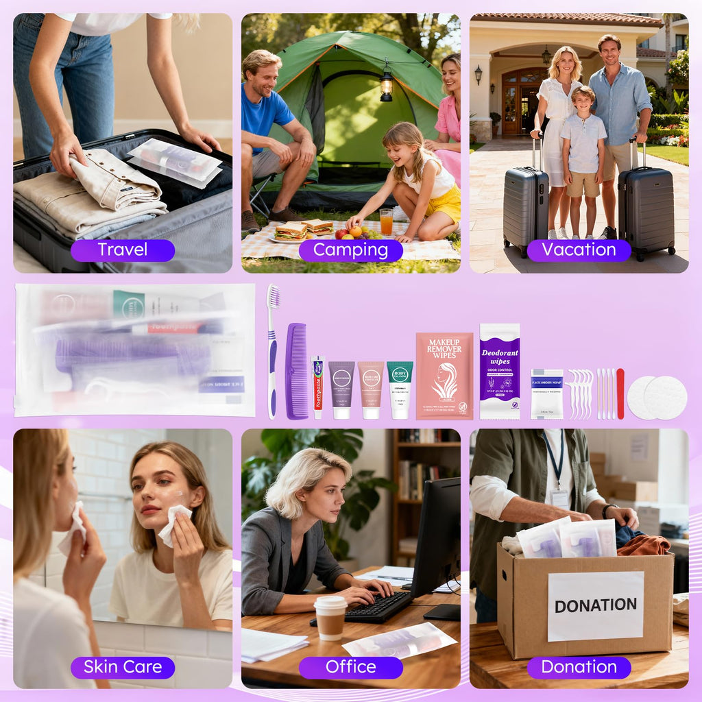 Disposable Hygiene Kit Travel Toiletry Essentials Set Bulk Pack